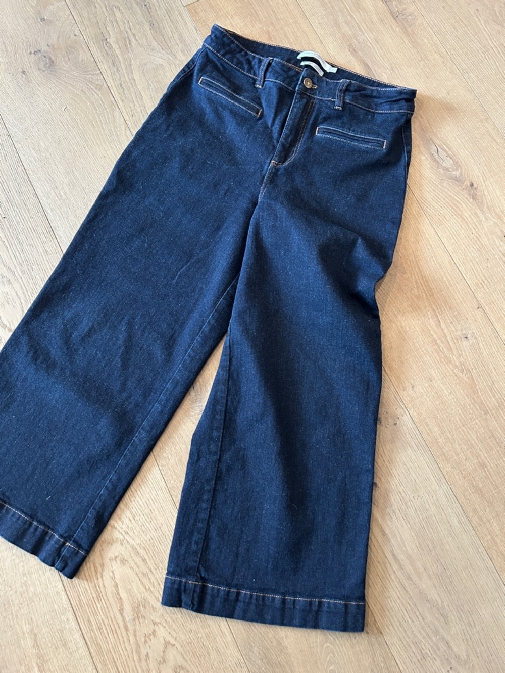 Simons Navy Wide-Leg Cropped Jeans